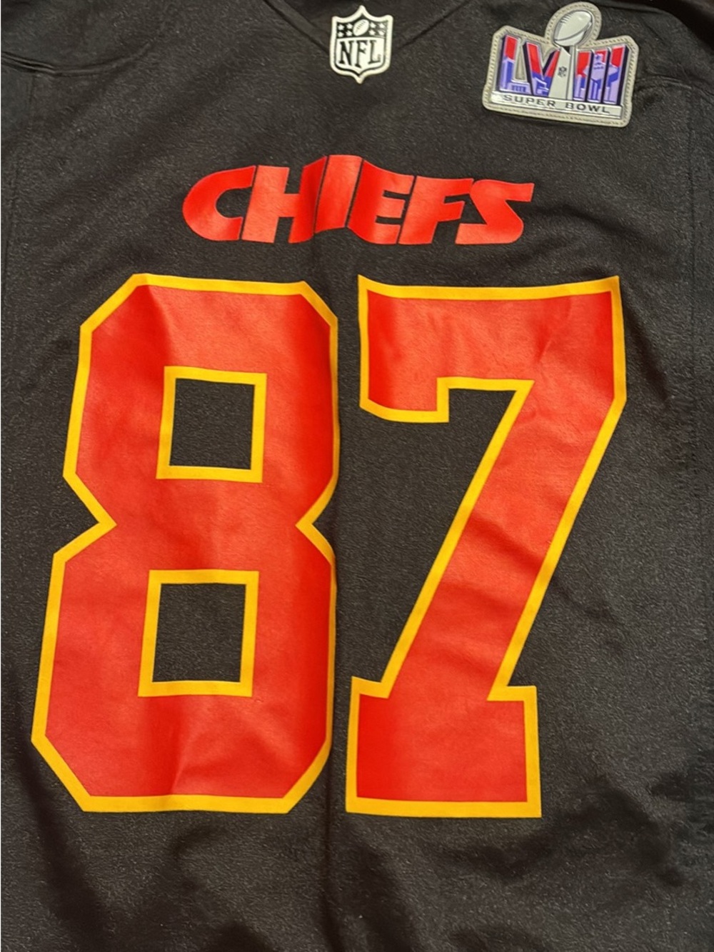 NFL Chiefs #87 Black Red Yellow Jersey Front Graphic
